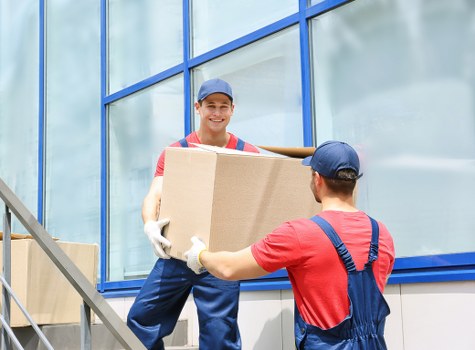 Office desks and equipment prepared for a commercial relocation in Edgware