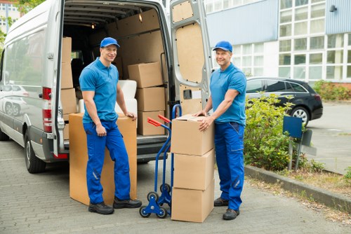 Packed household items ready for a residential move in Edgware